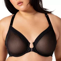 Curvy Couture Sheer Mesh Front Close Racerback Bra-1618
