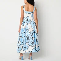 Premier Amour Womens Sleeveless Floral Midi Fit + Flare Dress