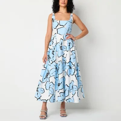 Premier Amour Womens Sleeveless Floral Midi Fit + Flare Dress