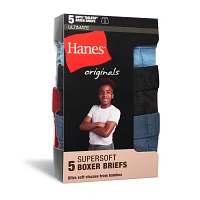 Hanes Originals Supersoft Boys 5 Pack Boxer Briefs