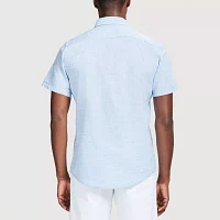 IZOD Dockside Chambray Mens Regular Fit Short Sleeve Button-Down Shirt