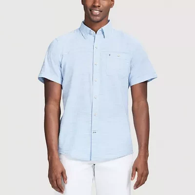 IZOD Dockside Chambray Mens Regular Fit Short Sleeve Button-Down Shirt