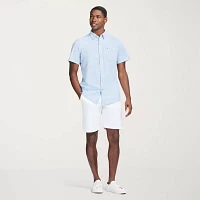 IZOD Dockside Chambray Mens Regular Fit Short Sleeve Button-Down Shirt