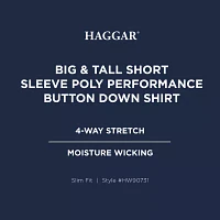 Haggar Big and Tall Mens Slim Fit Short Sleeve Button-Down Shirt