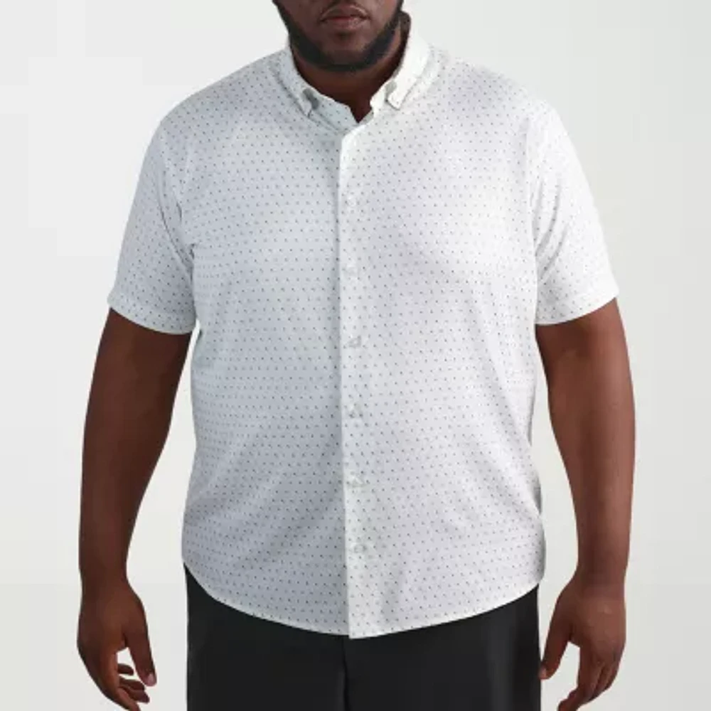 Haggar Big and Tall Mens Slim Fit Short Sleeve Button-Down Shirt