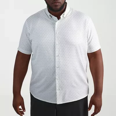 Haggar Big and Tall Mens Slim Fit Short Sleeve Button-Down Shirt