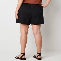 Stylus Womens Mid Rise Pull-On Short Plus