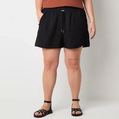 Stylus Womens Mid Rise Pull-On Short Plus