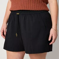 Stylus Womens Mid Rise Pull-On Short Plus