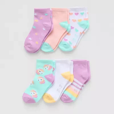 Okie Dokie 6 Pair Quarter Ankle Socks Girls