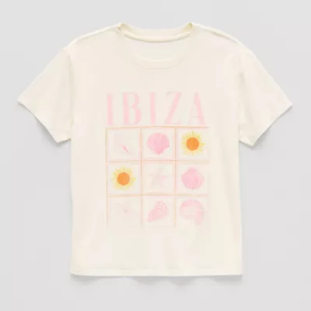 Eyeshadow Big Girls Crew Neck Short Sleeve Graphic T-Shirt