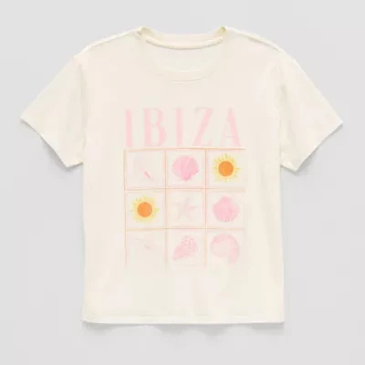 Eyeshadow Big Girls Crew Neck Short Sleeve Graphic T-Shirt