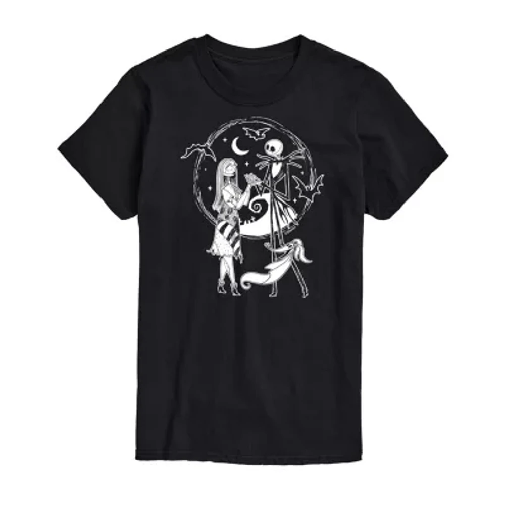 Big and Tall Mens Crew Neck Short Sleeve Regular Fit Nightmare Before Christmas Graphic T-Shirt
