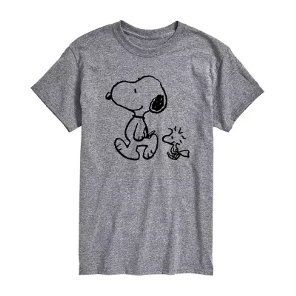 Big and Tall Mens Crew Neck Short Sleeve Regular Fit Peanuts Graphic T-Shirt