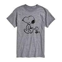 Big and Tall Mens Crew Neck Short Sleeve Regular Fit Peanuts Graphic T-Shirt