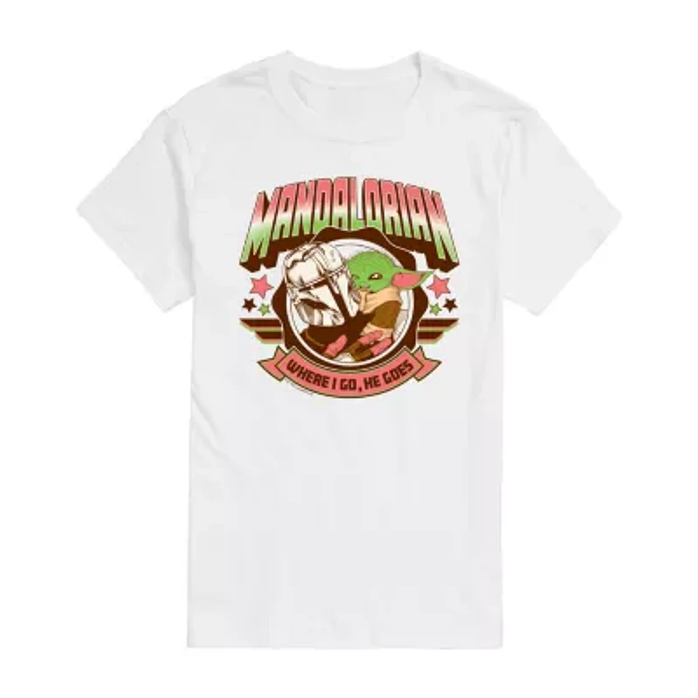 Big and Tall Mandalorian Mens Crew Neck Short Sleeve Regular Fit Star Wars Graphic T-Shirt