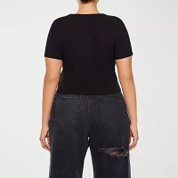 Forever 21 Womens Juniors Plus Crew Neck Short Sleeve T-Shirt