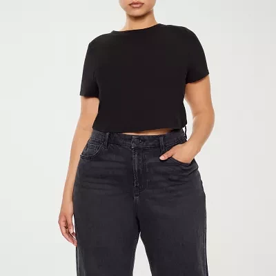 Forever 21 Womens Juniors Plus Crew Neck Short Sleeve T-Shirt