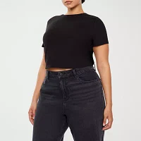 Forever 21 Womens Juniors Plus Crew Neck Short Sleeve T-Shirt