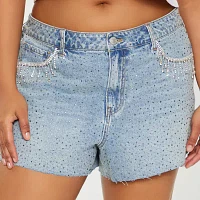 Forever 21 Womens High Rise Denim Short-Juniors Plus