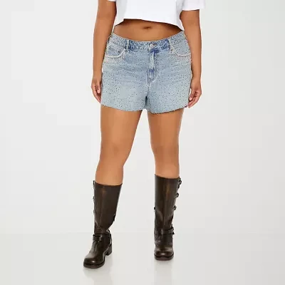 Forever 21 Womens High Rise Denim Short-Juniors Plus