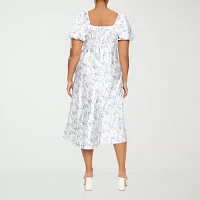 Forever 21 Womens Short Sleeve Floral Midi Babydoll Dress Juniors Plus