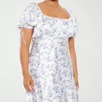 Forever 21 Womens Short Sleeve Floral Midi Babydoll Dress Juniors Plus
