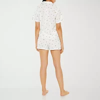 Forever 21 Womens Juniors Short Sleeve 2-pc. Shorts Pajama Set