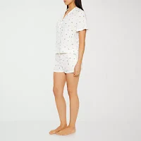 Forever 21 Womens Juniors Short Sleeve 2-pc. Shorts Pajama Set