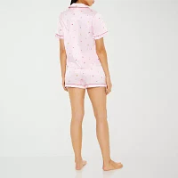 Forever 21 Womens Juniors Short Sleeve 2-pc. Shorts Pajama Set