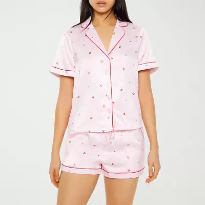 Forever 21 Womens Juniors Short Sleeve 2-pc. Shorts Pajama Set