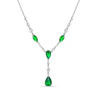 Womens Lab Created Green Emerald Sterling Silver Y Necklace