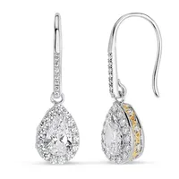 Lab Created White Sapphire 18K Gold Over Silver Sterling Silver Pear Drop Earrings