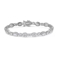 Lab Created White Sapphire Sterling Silver Oval 7.5 Inch Tennis Bracelet