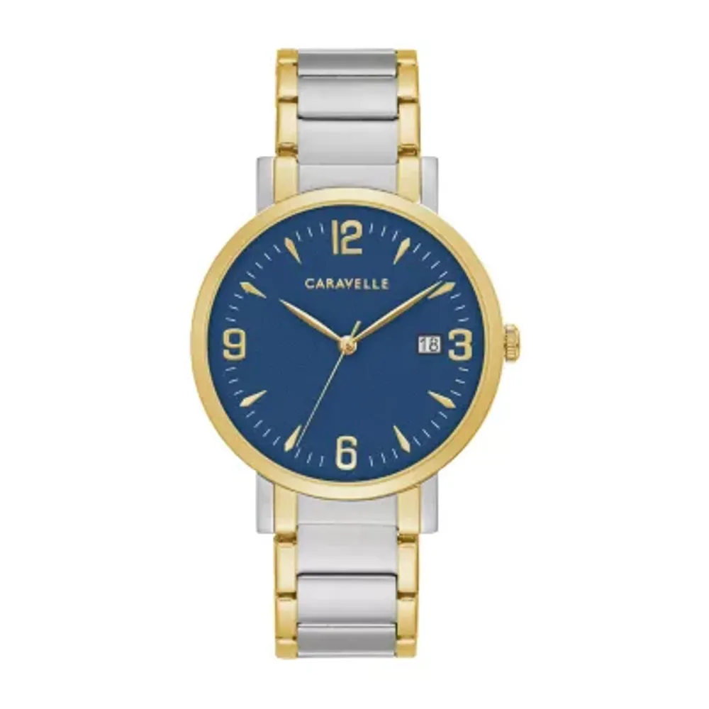 Caravelle Designed By Bulova Mens Two Tone Stainless Steel Bracelet Watch 45a149