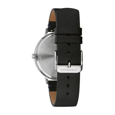 Caravelle Designed By Bulova Mens Black Leather Strap Watch 43a156