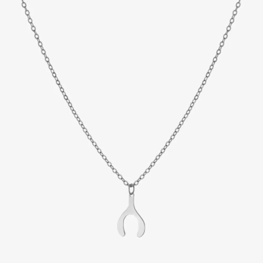 Silver Treasures Sterling Silver 16 Inch Cable Wishbone Pendant Necklace