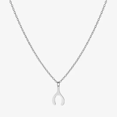 Silver Treasures Sterling Silver 16 Inch Cable Wishbone Pendant Necklace