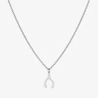 Silver Treasures Sterling Silver 16 Inch Cable Wishbone Pendant Necklace