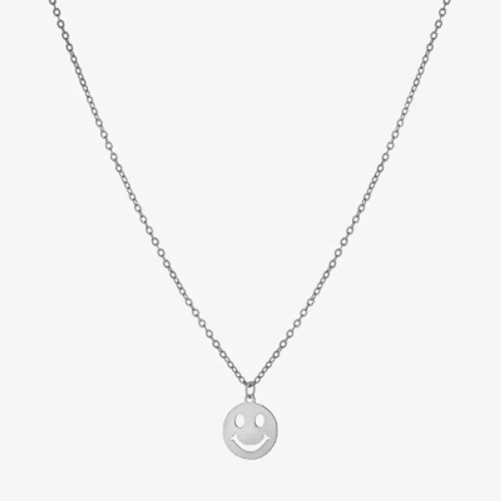 Silver Treasures Smiley Face Womens Sterling Silver Pendant Necklaces