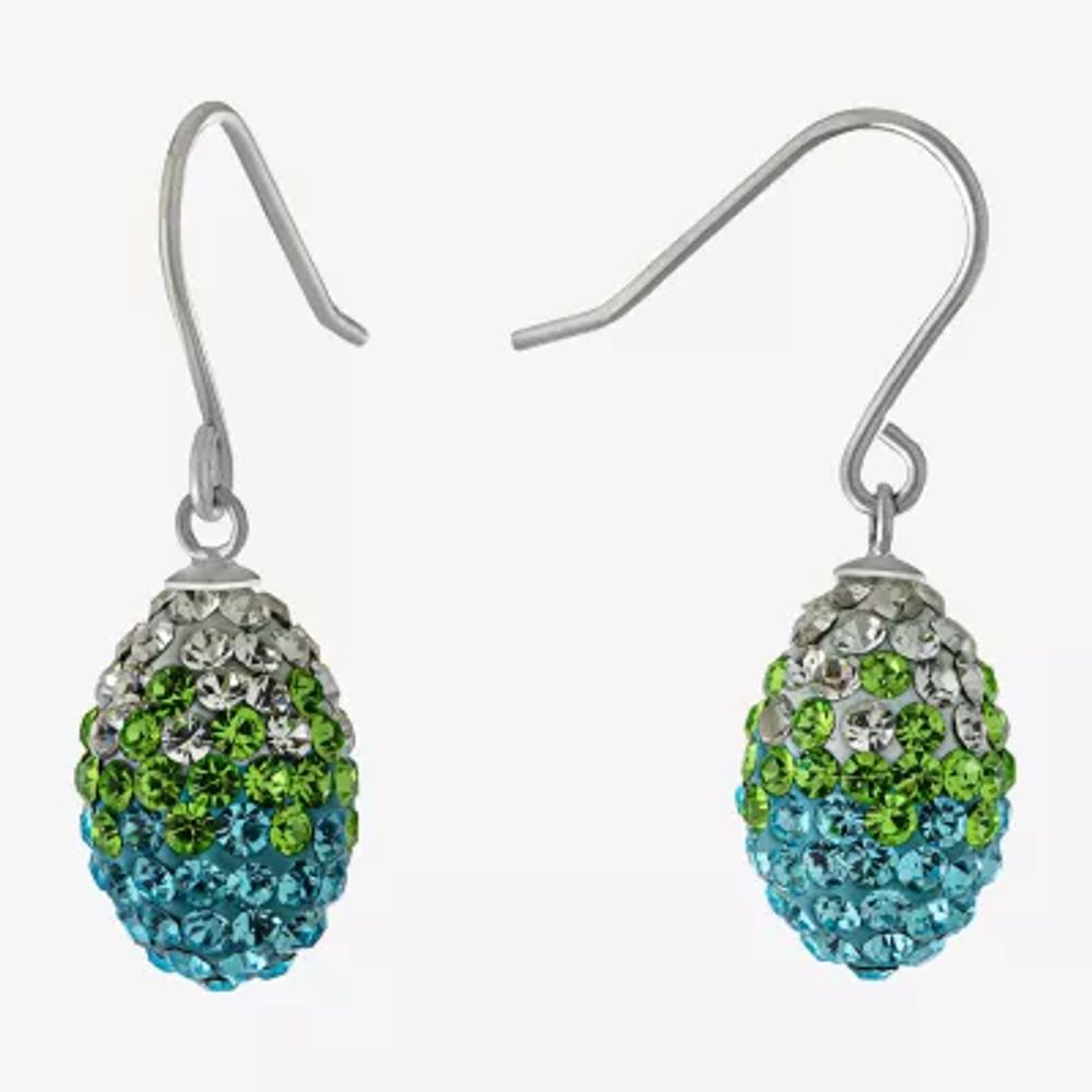 Silver Treasures Womens Purple Crystal Sterling Drop Earrings