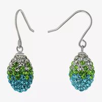 Silver Treasures Womens Purple Crystal Sterling Drop Earrings