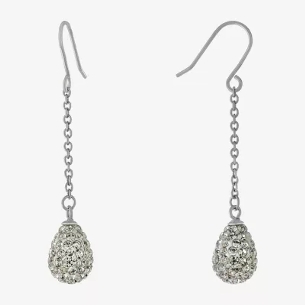 Silver Treasures Crystal Sterling Silver Drop Earrings