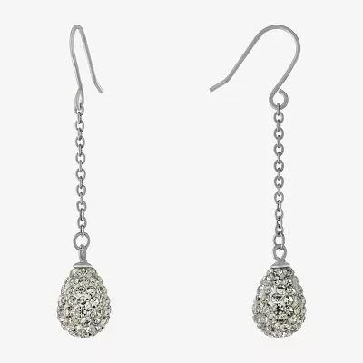 Silver Treasures Crystal Sterling Silver Drop Earrings