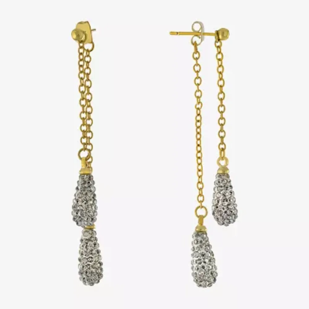 Sparkle Allure Crystal 14K Gold Over Brass Drop Earrings