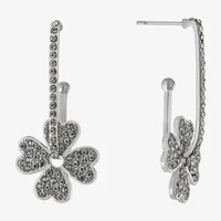 Sparkle Allure Crystal Pure Silver Over Brass Clover Drop Earrings