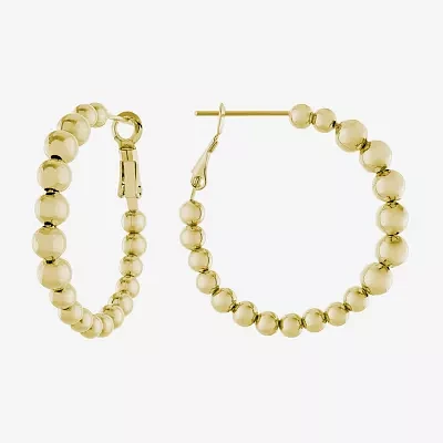 Silver Reflections 14K Gold Over Brass Hoop Earrings