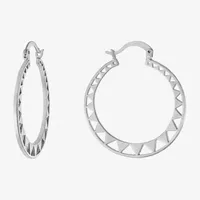 Silver Reflections Pure Silver Over Brass Round Hoop Earrings