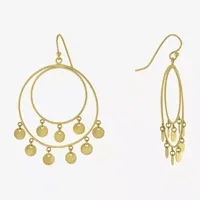 Silver Reflections 14K Gold Over Brass Round Drop Earrings