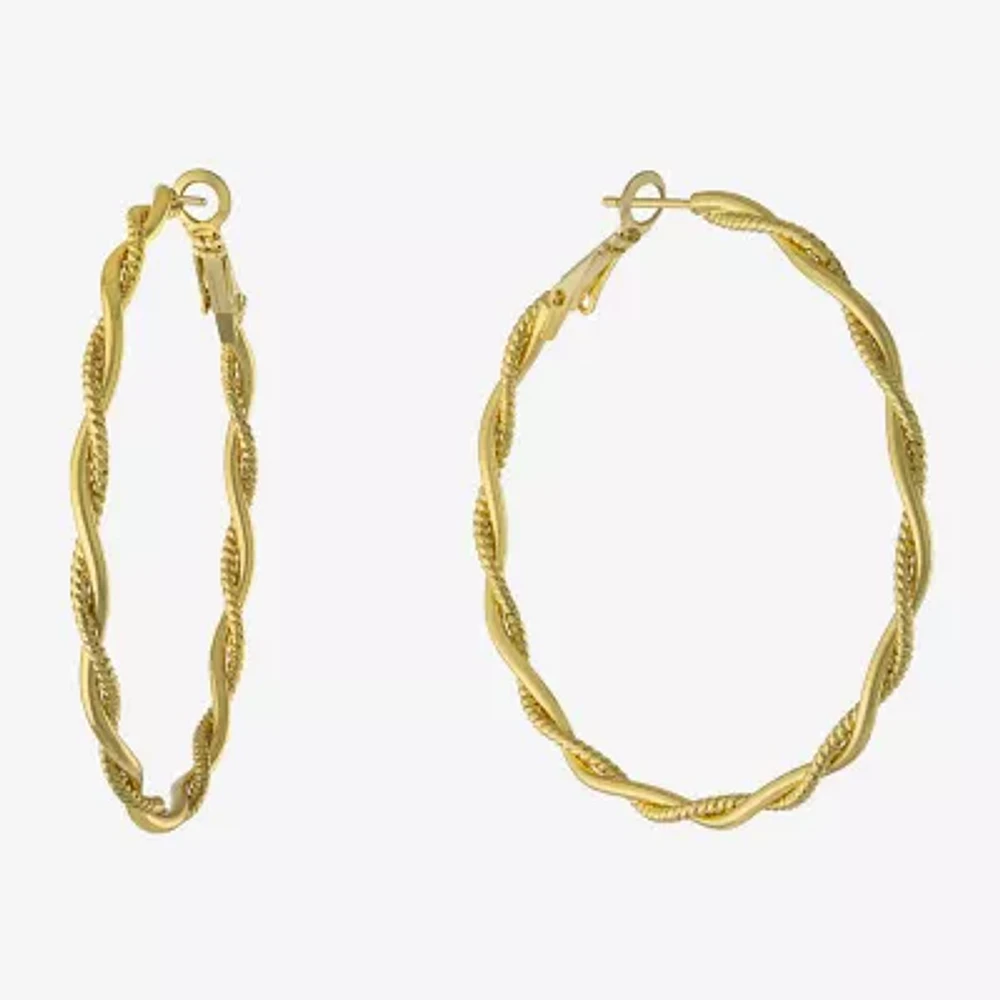 Silver Reflections 14K Gold Over Brass 55mm Hoop Earrings